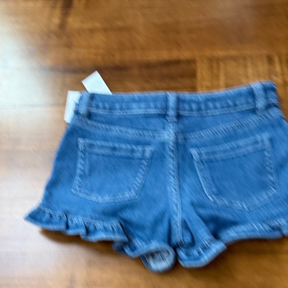 Girl’s Blue Ruffle Jean Shorts - Picture 3 of 3